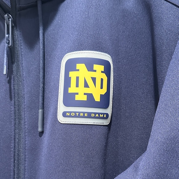 UA STORM Notre Dame Men's Navy and Gold Fleece Hooded Jacket - Picture 2 of 5